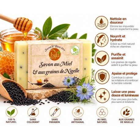 Savon à la graine de Nigelle et au miel