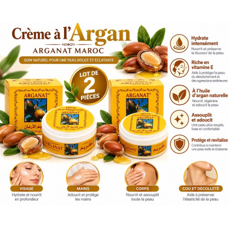 Lot de 2 crèmes à l'Argane ARGANAT (Maroc)
