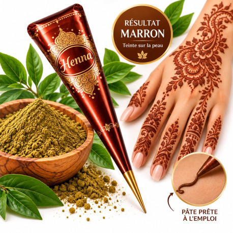 Henné Marron en cône pour ongles et mains