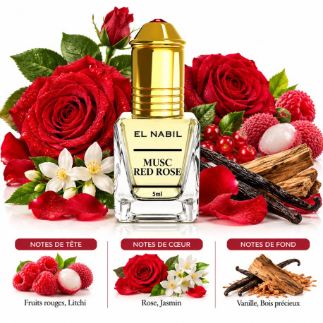Musc RED ROSE 5ml - El Nabil - Mixte