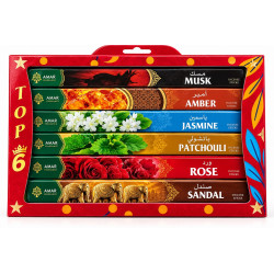 Coffret encens Shalimar Top 6 avec bâtonnets musc, ambre, jasmin, patchouli, rose et santal