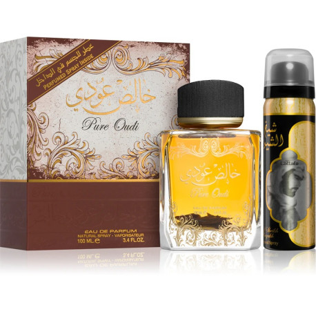 Coffret Pure Oudi Lattafa – eau de parfum 100 ml et déodorant 50 ml