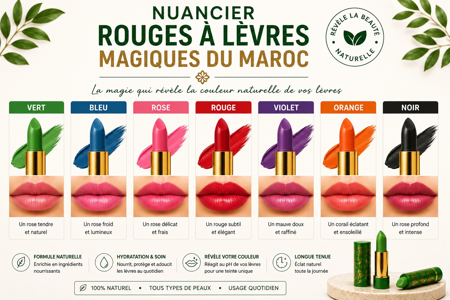 nuancier couleur rouges a levres magique maroc